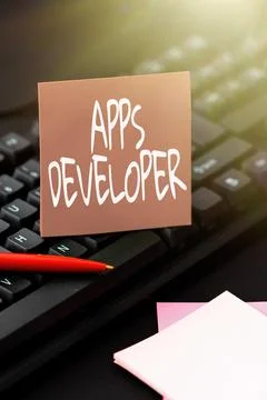 Text sign showing Apps Developer. Business showcase Graphic artist Software 库存照片