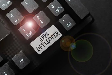 Text sign showing Apps Developer. Business approach Graphic artist Software Stock Photos