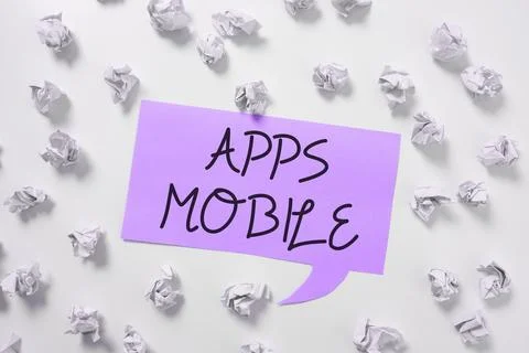 Text sign showing Apps Mobile. Business showcase computer program designed to Stock Photos