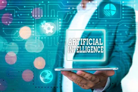 Text sign showing Artificial Intelligence. Conceptual photo Machine copy Stock Photos