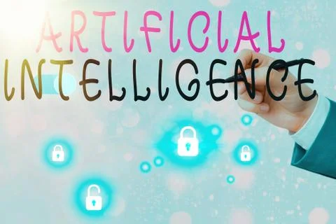 Text sign showing Artificial Intelligence. Conceptual photo programmed to think Stock Photos