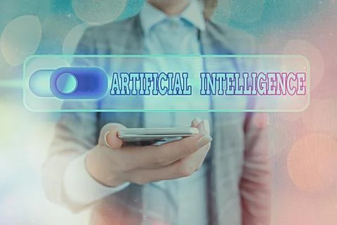 Text sign showing Artificial Intelligence. Conceptual photo programmed to think Stock Photos