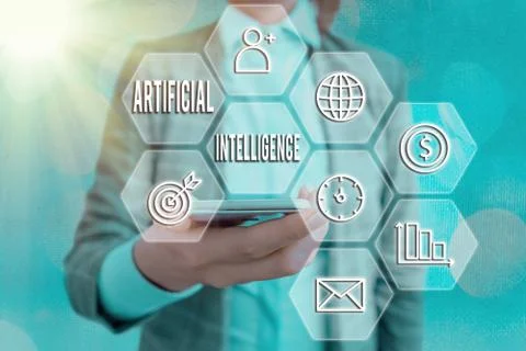 Text sign showing Artificial Intelligence. Conceptual photo programmed to think Stockfoto's