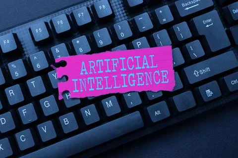 Text sign showing Artificial Intelligence. Business approach Machine copy Stock Photos