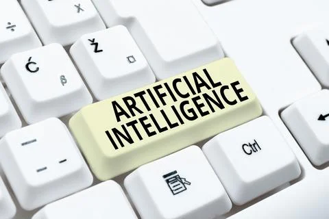 Text sign showing Artificial Intelligence. Word Written on Machine copy Stock Photos