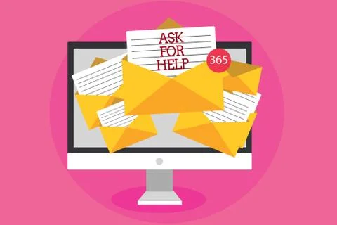 Text sign showing Ask For Help. Conceptual photo Request to support assistance Illustrazione stock