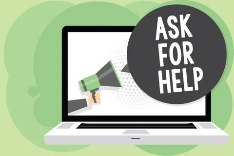 Text sign showing Ask For Help. Conceptual photo Request to support assistance 库存插图