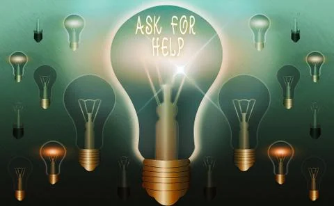 Text sign showing Ask For Help. Conceptual photo put a question or seek an Ilustración de archivo