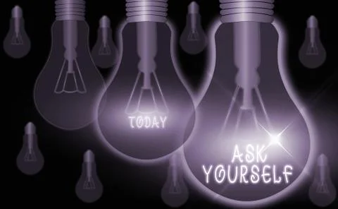 Text sign showing Ask Yourself. Conceptual photo Thinking the future Meaning and Stock Illustration