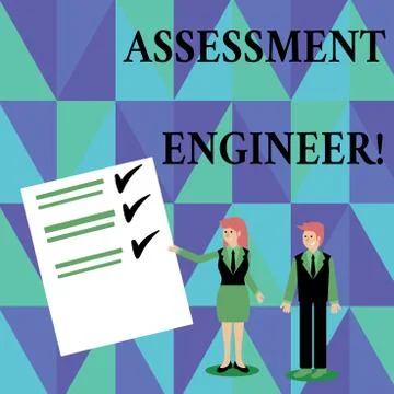Text sign showing Assessment Engineer. Conceptual photo gives solutions to the Illustrazione stock