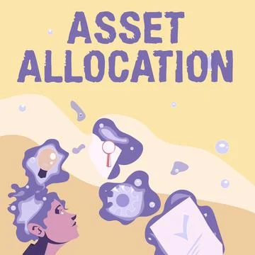 Text sign showing Asset Allocation. Business idea proportion and implementation Stock Illustration