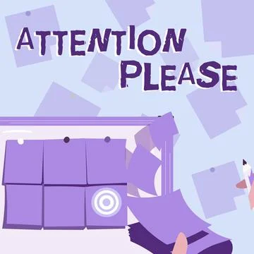 Text sign showing Attention Please. Business showcase asking showing sop doing Stock Illustration