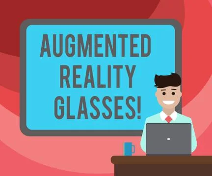 Text sign showing Augmented Reality Glasses. Conceptual photo Digital eye Stock Illustration