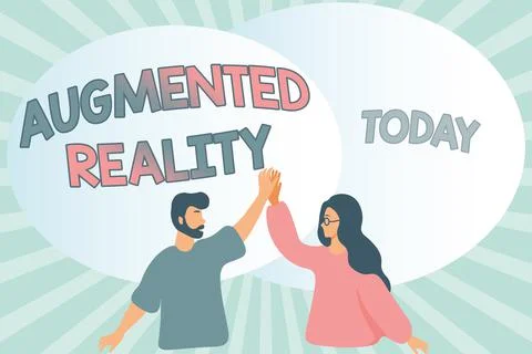 Text sign showing Augmented Reality. Concept meaning interactive experience of a Stock Illustration
