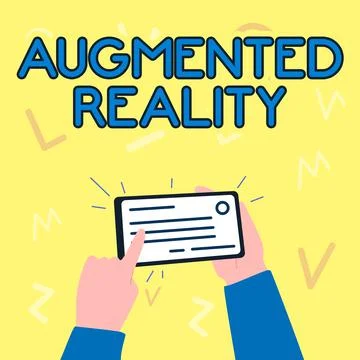 Text sign showing Augmented Reality. Business showcase technology that imposes Illustrazione stock