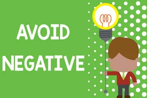 Text sign showing Avoid Negative. Conceptual photo Staying away from pessimistic 库存插图