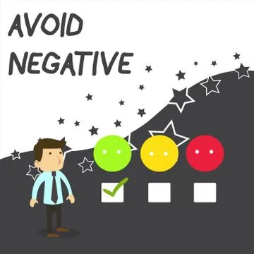 Text sign showing Avoid Negative. Conceptual photo Staying away from pessimistic 스톡 일러스트
