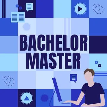 Text sign showing Bachelor Master. Word Written on An advanced degree completed Stock Illustration