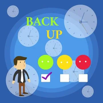 Text sign showing Back Up. Conceptual photo saving important data into internet Stock Illustration