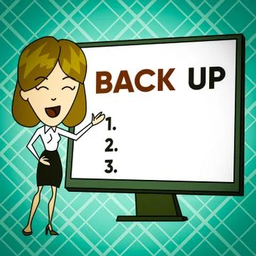 Text sign showing Back Up. Conceptual photo saving important data into internet Stock Illustration
