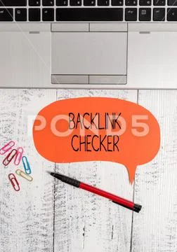 Text sign showing Backlink Checker. Conceptual photo Find your competitors most Stock Photos