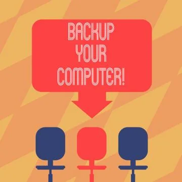 Text sign showing Backup Your Computer. Conceptual photo Produce exact copy in Illustrazione stock