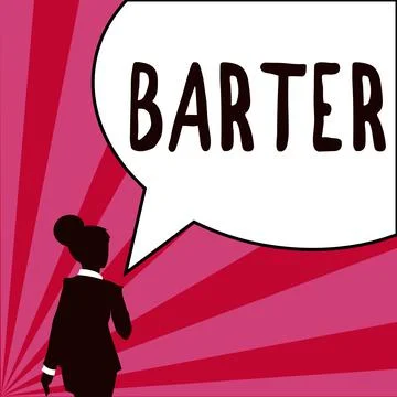 Text sign showing Barter. Concept meaning trade by exchanging one commodity for イラスト素材