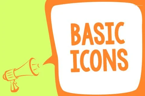 Text sign showing Basic Icons. Conceptual photo pictogram or ideogram displayed Stock Illustration