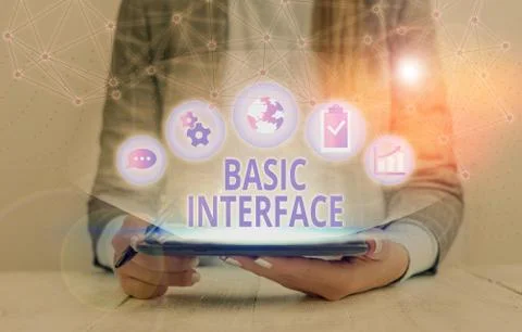 Text sign showing Basic Interface. Conceptual photo boundary across which two Stockfoto's