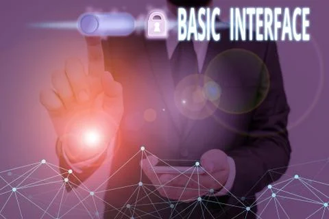 Text sign showing Basic Interface. Conceptual photo boundary across which two 库存照片