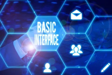 Text sign showing Basic Interface. Conceptual photo boundary across which two 스톡 사진