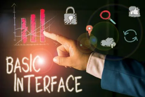 Text sign showing Basic Interface. Conceptual photo boundary across which two 스톡 사진