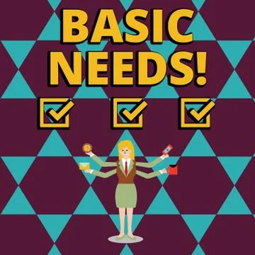 Text sign showing Basic Needs. Conceptual photo measurement of absolute poverty Stock Illustration