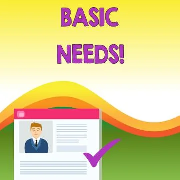 Text sign showing Basic Needs. Conceptual photo measurement of absolute poverty Stock Illustration