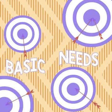 Text sign showing Basic Needs. Conceptual photo something that you must have in Illustrazione stock