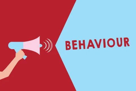 Text sign showing Behaviour. Conceptual photo way in which one acts conducts Illustrazione stock