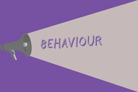 Text sign showing Behaviour. Conceptual photo way in which one acts conducts Illustrazione stock