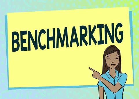 Text sign showing Benchmarking. Internet Concept evaluate something by Illustrazione stock