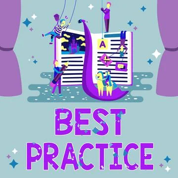 Text sign showing Best Practice. Internet Concept commercial procedures accepted Illustrazione stock