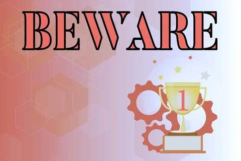Text sign showing Beware. Internet Concept used to warn someone to be very Stock Illustration