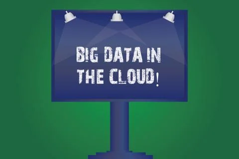 Text sign showing Big Data In The Cloud. Conceptual photo Information technology Illustrazione stock