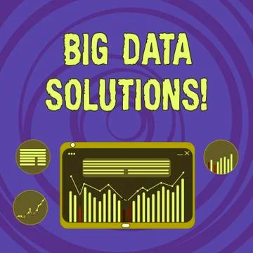 Text sign showing Big Data Solutions. Conceptual photo mean massive volume of Stock Illustration