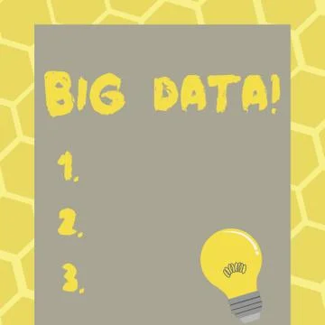 Text sign showing Big Data. Conceptual photo Large amount of information that Ilustração Stock