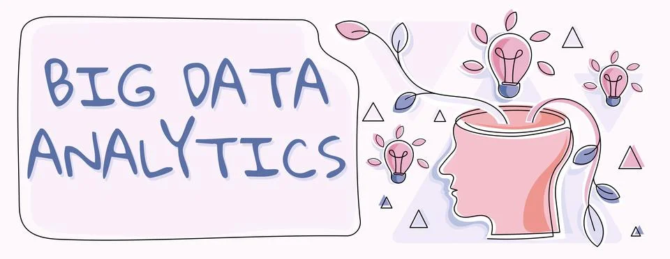 Text sign showing Big Data AnalyticsThe process of examining large and varied Stock Illustration