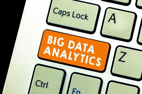 Text sign showing Big Data Analytics. Conceptual photo The process of examining Foto stock