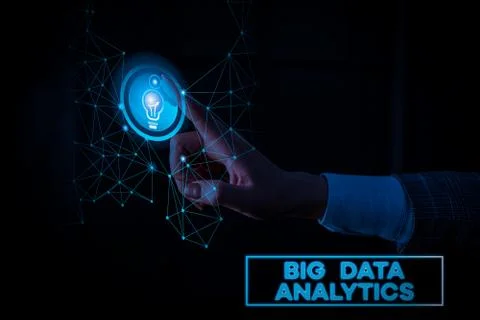 Text sign showing Big Data Analytics. Conceptual photo The process of examining Fotos de archivo
