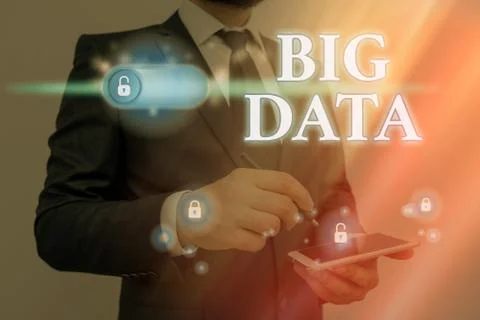 Text sign showing Big Data. Conceptual photo Dealing with the accessibility of Stock Photos