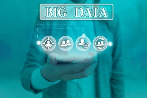 Text sign showing Big Data. Conceptual photo Dealing with the accessibility of Stock Photos