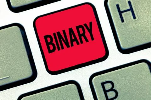 Text sign showing Binary. Conceptual photo relating to using or denoting system Stockfoto's