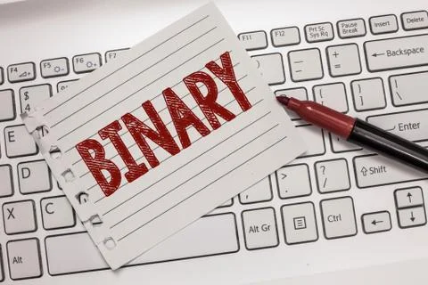 Text sign showing Binary. Conceptual photo relating to using or denoting system Stock Photos
